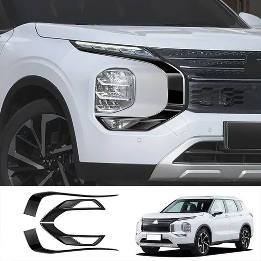 適用: 三菱 アウトランダー 2022 2023 2024 フロント フォグライト ヘッドライト カバー ヘッド ランプ レーシング グリル ステッカー トリム ABS ブラック 4 ピース SR-AA-4539 Exterior parts for cars