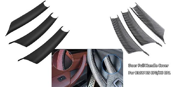 インテリア ドア ハンドル ABS プラスチック トリム 保護 カバー 適用: BMW X5 E70 2008-2013/X6 E71 2008-2014/X6 E72 ハイブリッド マットブラック・カーボン テクスチャ SR-BB-4332 Interior parts for cars