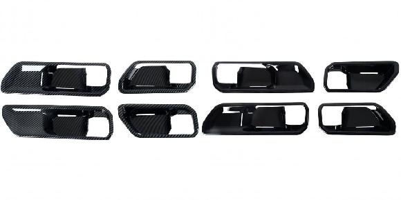 適用: トヨタ ランドクルーザー 250 プラド LC250 2024 インテリア ドア ハンドル 装飾 カバー トリム ABS アクセサリー 4ピース カーボン ブラック・光沢ブラック SR-BB-6465 Interior parts for cars