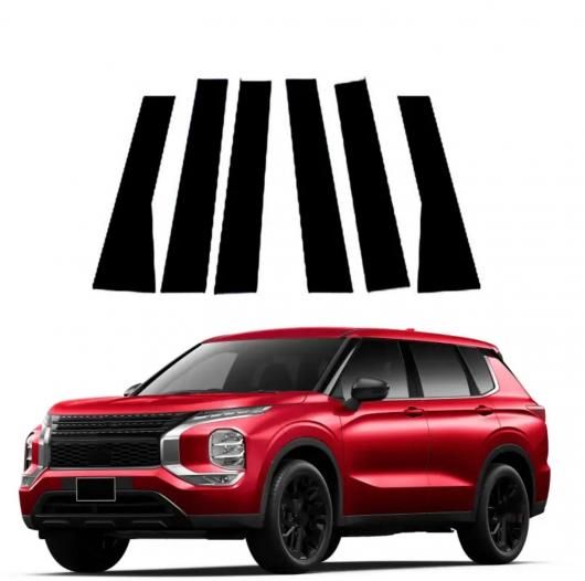 6ピース ピラー ポスト 適用: 三菱 アウトランダー 2022 2023 ドア ウインドウ BC 列 ステッカー トリム カバー ステッカー ピアノブラック SR-BB-7342 Exterior parts for cars