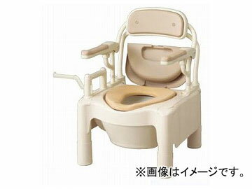 アロン化成 安寿 ポータブルトイレ FX-CPはねあげ “はねあげちびくまくん” （快適脱臭） トランスファータイプ/キャスター付 870-106 JAN：4970210456972 Portable toilet Hanege Chibikuma kun comfortable deodorization