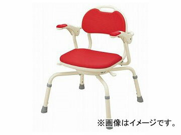 アロン化成 安寿 ひじ掛け付シャワーベンチ“まわるくん” レッド 536-192 JAN：4970210432785 shower bench with uniform Marin kun