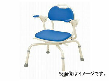 アロン化成 安寿 ひじ掛け付シャワーベンチ“まわるくん” ブルー 536-190 JAN：4970210432792 shower bench with uniform Marin kun