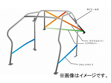 オクヤマ ロールバー 739 113 0 スチール ダッシュボード逃げ 11P No.14 2名 ニッサン シルビア S14 ノーマルルーフ 2ドア Roll bar