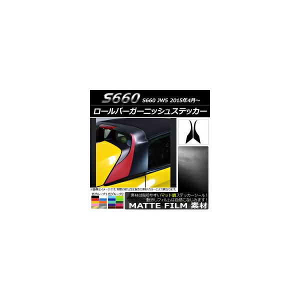 ロールバーガーニッシュステッカー ホンダ S660 JW5 2015年04月～ マット調 色グループ1 AP-CFMT2067 入数：1セット(2枚) Rollbar Garnish sticker