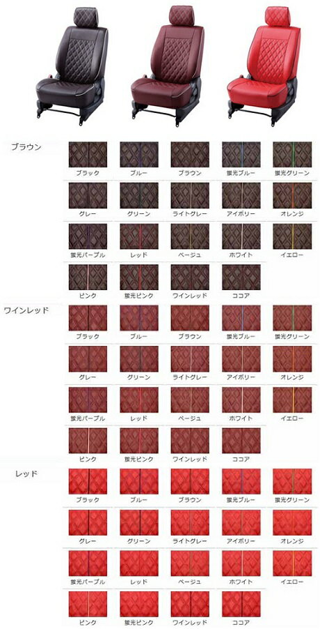 ベレッツァ ワイルドステッチα シートカバー ダイハツ ムーヴキャンバス LA800S/LA810S 2016年09月～2022年06月 選べる19パイピングカラー カラー3 D852 Seat Cover 3