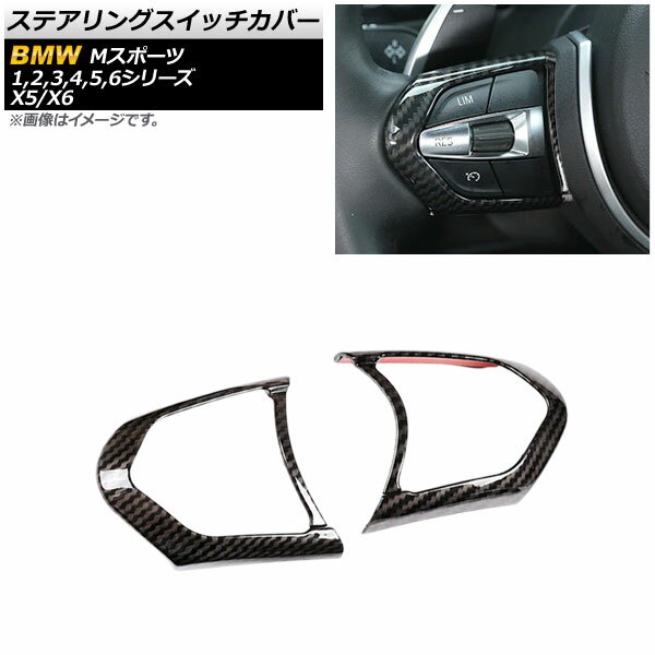 ステアリングスイッチカバー BMW X5 F15 Mスポーツ 2013年～ ブラックカーボン ABS製 入数：1セット(左右) Steering switch cover
