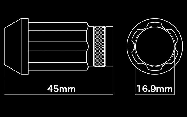 デジキャン アルミレーシングロックナット ブラック ロゴ無 袋タイプ45mm P1.25 ニッサン 180SX RPS13/KRPS13 1995年05月～1998年12月 Aluminum racing rock nut