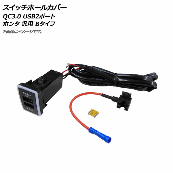 AP スイッチホールカバー QC3.0 USB2ポート ホンダ車汎用(Bタイプ) AP-EC666 Switch hole cover