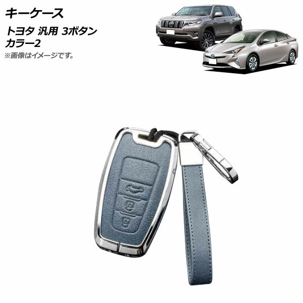 AP キーケース カラー2 3ボタン 亜鉛合金＋レザー ストラップ付き トヨタ 汎用 AP-AS685-COL2 key case