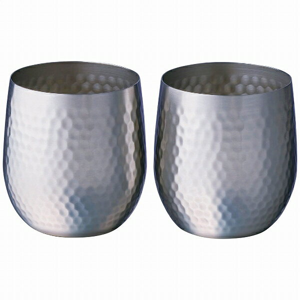 SUS鎚目ロックカップ 340mL 2客セット SCS-18T-2P(2126-084) hammered rock cup