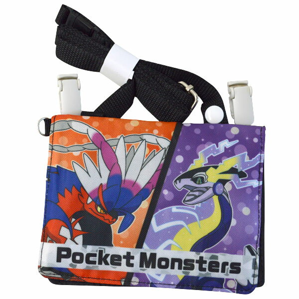 ポケットモンスター ショルダー付き おでかけウォレット ブラック 肩から掛けたり、ポケットがない服にも付けられる PM3941(BK) Pokemon shoulder outing wallet