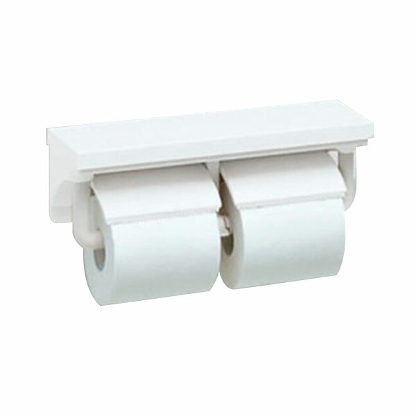 INAX(イナックス) トイレットペーパーホルダー ピュアホワイト 棚付 2連 ワンハンドカット機能 CF-AA64/BW1 Toilet paper holder