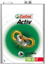 カストロール(Castrol) アクティブ 4T 4サイクル エンジンオイル 4L 10W-40 部分合成油 入数：1缶 2輪 cycle engine oil