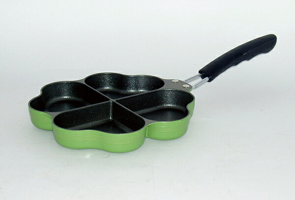IH対応 しあわせを呼ぶ四つ葉のフライパン グリーン KS-2813(0331045) compatible four leaf frying pan brings happiness