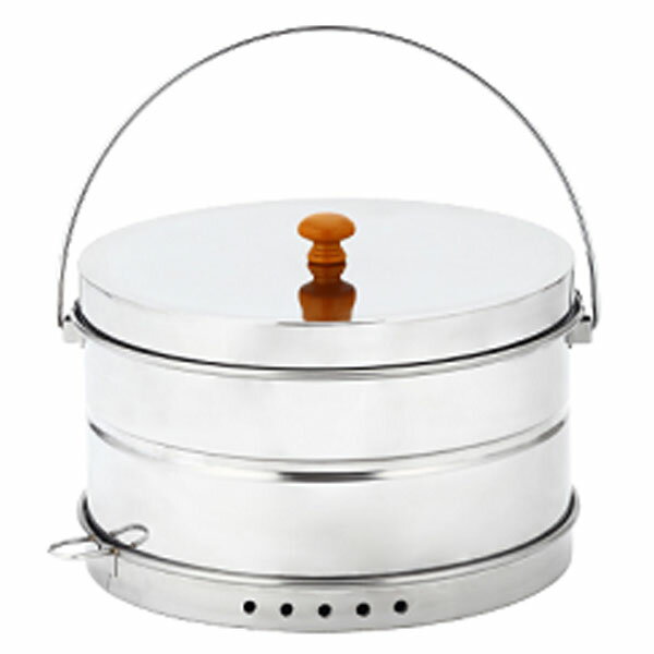 ステンレススモーカー 円筒型 持ち運びに便利な取っ手付き SS-25(6566200) stainless steel smoker