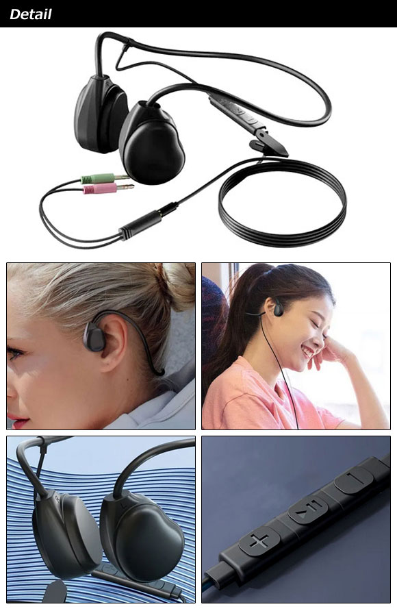 ����Ƴ����ۥ� �֥�å� 3.5mm�ץ饰(3�ˡ�2) �ⲻ���Ƿ��̡�Ĺ���֤λ��ѤǤ����ˤ������̶Ф䥸�祮�󥰤ʤɤˡ� AP-UJ1079 bone conduction earphones