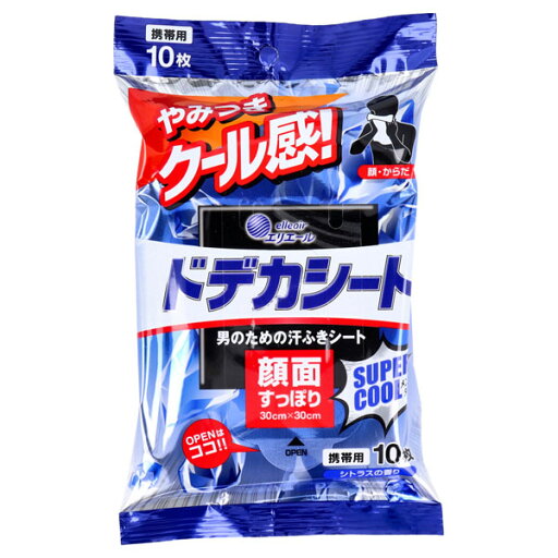 エリエール ドデカシート スーパークール シトラスの香り 携帯用 やみつき、クール感!男のための汗ふきシート! 入数:1個(10枚入) Dodeka sheet エリエール ドデカシート スーパークール シトラスの香り 携帯用 やみつき、クール感!男のための汗ふきシート! 入数:1個(10枚入) Dodeka sheet
