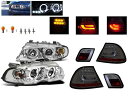 送料無料 BMW E46 クーペ 前期 LED イカリング プロジェクター ヘッドライト & LED ファイバー テールランプ 前後 左右 セット ヘッドランプ