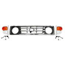 送料込 トヨタ ランドクルーザー 71 73 74 76 系 BJ71V BJ73V BJ74V 未塗装 フロントグリル & コーナーランプ 左右 セット ランクル 70系