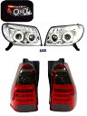 送料無料 ハイラックス サーフ 21系 LED クローム メッキ インナー & スモーク コンビ テール & イカリング 白 ヘッドライト ランプ SET