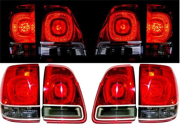 楽天AUTO PARTS JAPAN送料無料 トヨタ ランドクルーザー 200 系LOOK リア LED スモークコンビ テールランプ 台湾製 左右SET 98y-07y UZJ100W HDJ101K ランクル 100 / 101系