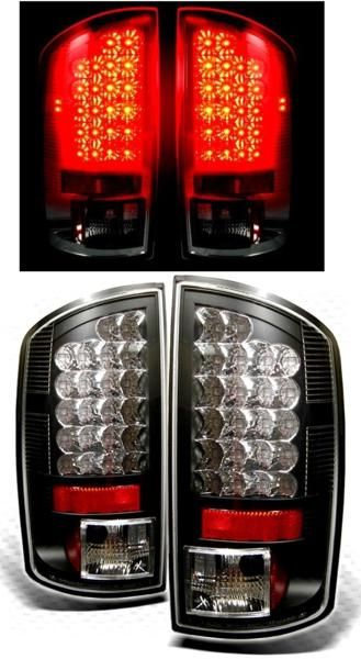 送料無料 ダッジ ラム P/U 02y- クローム LED イカリング プロジェクター ヘッドライト & リア LED テールランプ 左右 テール ヘッドランプ