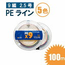 PEライン 放浪カモメ 2.5号 100m 16lb 5色 9編 マルチカラー マーカー リール ルアー シーバス 釣り糸 投げ釣り 船釣り 定型外送込