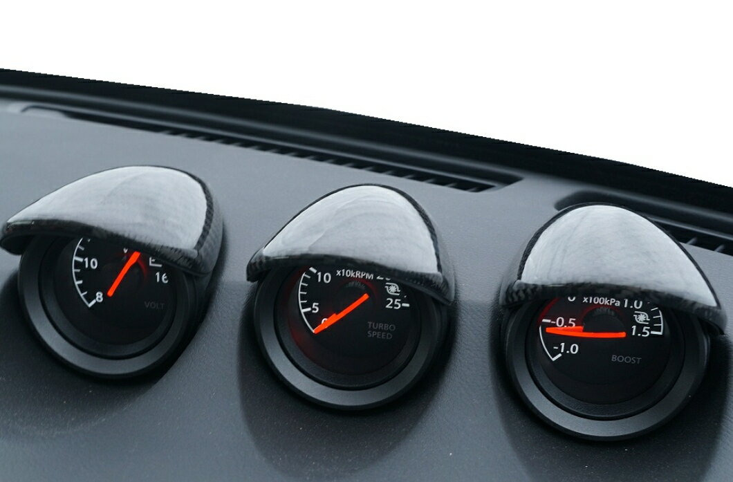 アールエスダブリューフェアレディZ RZ34 RSW カーボン3連メーターフードパネル UVカット クリア塗装仕上げ 綾織シルバーカーボン