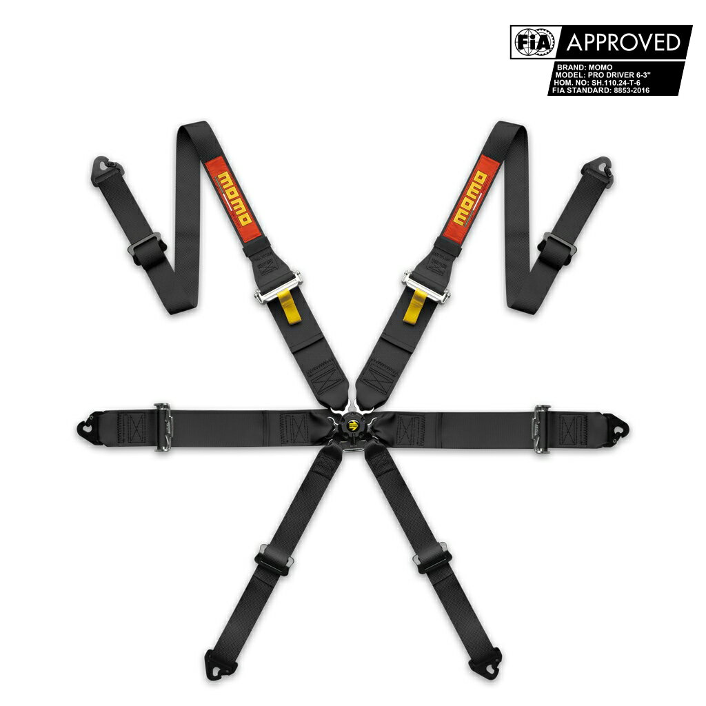 モモ6点式シートベルト PRO DRIVER 6P(プロ ドライバー 6P) ブラック アイボルト6本付