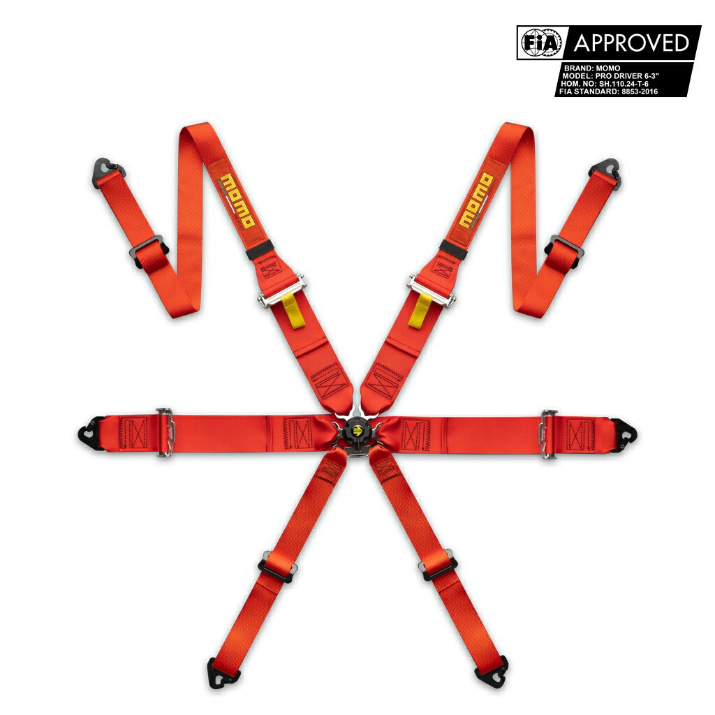 モモ6点式シートベルト PRO DRIVER 6P(プロ ドライバー 6P) レッド アイボルト6本付