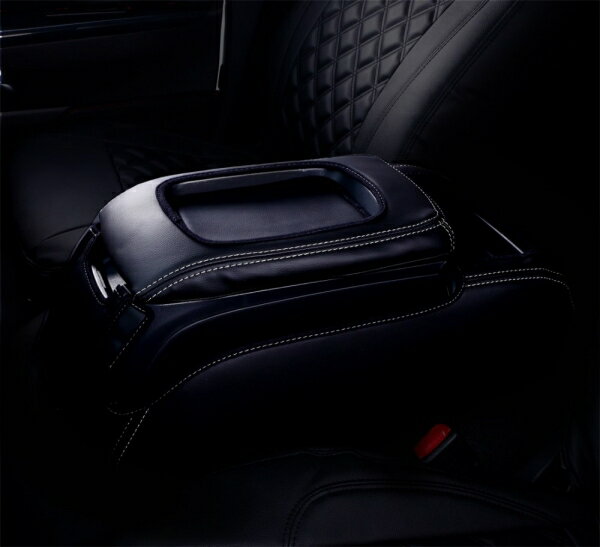 フェガーリハイエース 200系 1-5型 S-GL ワイドボディ コンソールボックスカバー ブラックレザー×シル..