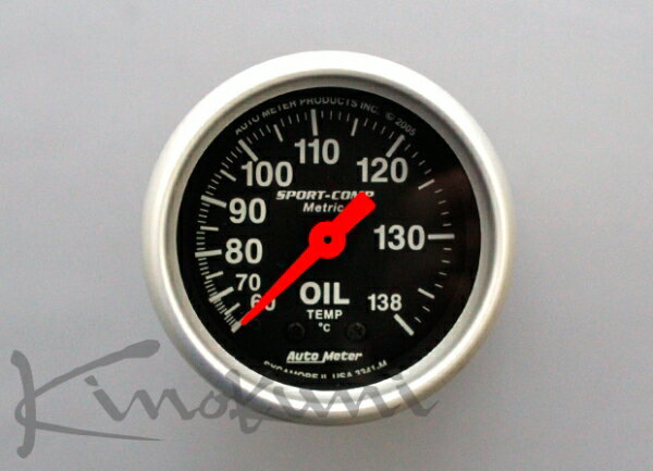 キノクニキノクニ Kinokuni 52φ機械式 油温計 ブラックパネル (3341-K 油温計/機52φ BP/WS)