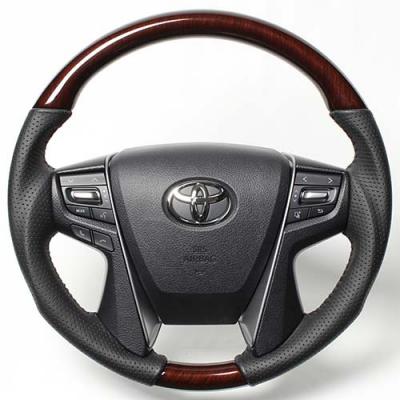 レアルアルファード 30系 2015/1〜 ステアリング 30ブラウンウッド ブラックステッチ