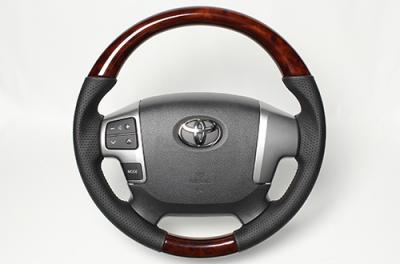 レアルハイエース 200系 4型 2013/12〜 ステアリング 小径 ブラウンウッド ブラックステッチ