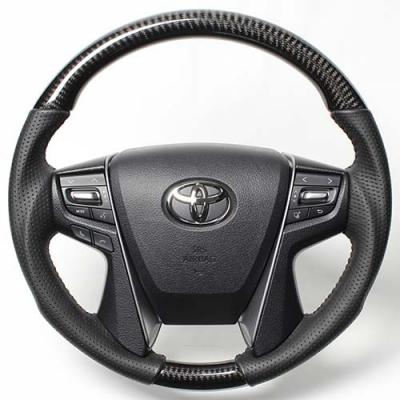 レアルクラウンアスリート 210系 2012/12〜 ステアリング ブラックカーボン ブラックステッチ
