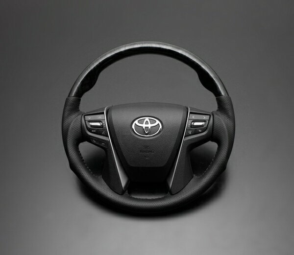 シックスセンスヴェルファイア 30系 純正交換ステアリング ピアノブラック×グレーレザー(パンチング)