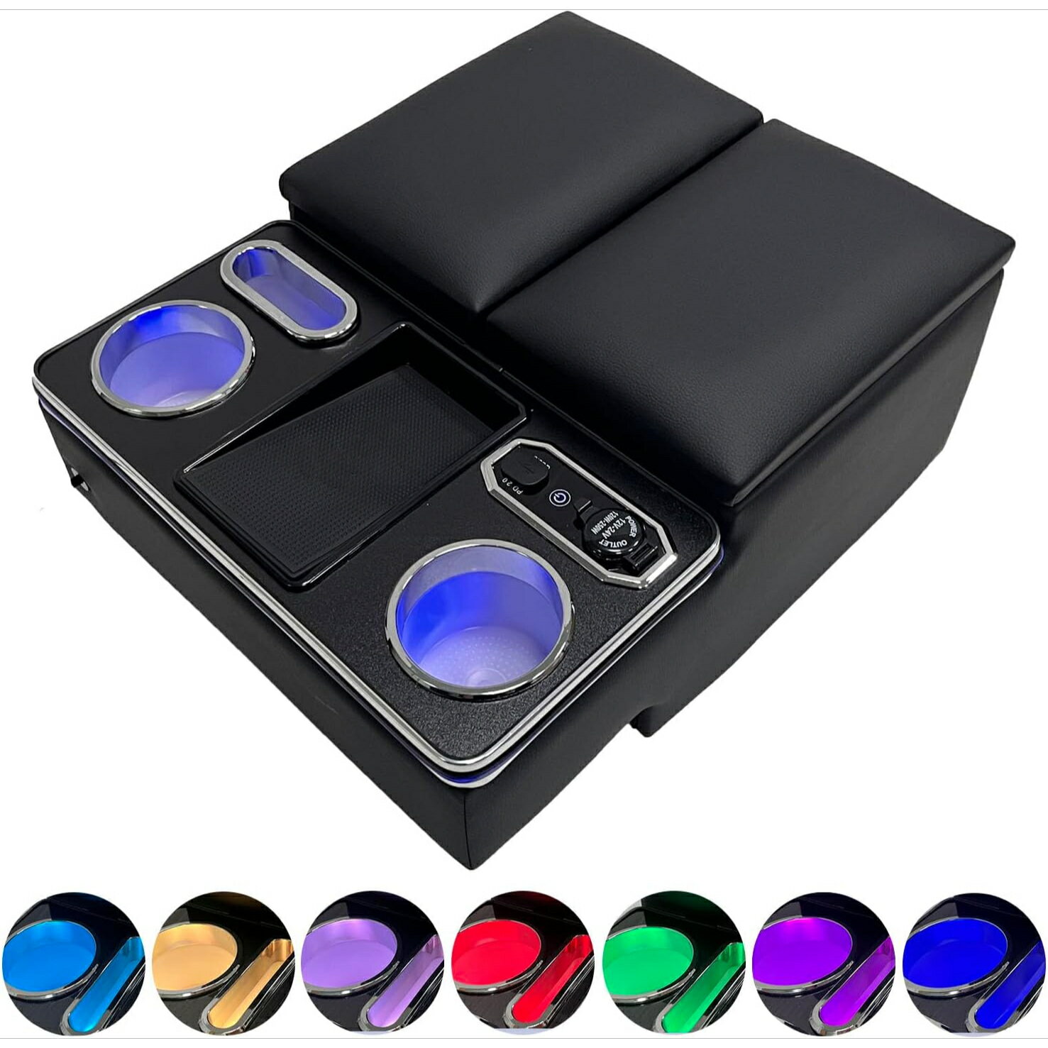 【10%オフ4/20限定 ポイント10倍】ハイエースDX/レジアスDX専用 アームレスト 呼吸ランプ 七色変換 センターコンソール マルチユースシートバックコンソールに対応 小物入れ収納ボックス付 肘掛け