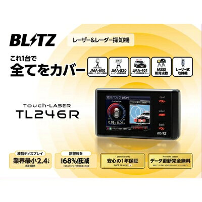 AS商品コードBLZZ003636メーカーブリッツメーカーコードTL246R商品説明等【JMA-600(NTG-962)/520/401取締機・MSSS新周波数対応！コンパクトながら上位機種同等性能を実現】■JMA-600(NTG-962)/JMA-520/JMA-401取締機に対応！新たに稼働が確認されている、ステルス型取締機「JMA-600(NTG-962)」をはじめ、導入が進む最新の移動式オービス「JMA-520」と「JMA-401」(レーダー式取締機搭載パトカー)への警報にも対応。MSSS新周波数と合わせ移動式速度取締への警報を完全網羅しています■Xバンド誤警報を従来比68%低減！Xバンド帯の誤警報を従来機種(TL245R)と比較し、距離で68%も低減。取り締まりに対する警報精度は変わらず、感度とアルゴリズムの最適化により不要な誤警報だけをしっかり低減しました。■MSSS新周波数による取締に対応！新たに稼働が確認されている、従来とは異なるMSSSの取締周波数の警報に対応。従来からのKバンド式レーダー(MSSS含む)にも、引き続き対応しています。■JMA/MSSSスキャン機能で取締りとそれ以外を識別レーダーを探知すると警報と同時に発信源の識別を開始。JMA/MSSSではない場合は即座に警報を終了し、不要な誤警報は続けて行いません。■ブリッツ独自の「JMA/MSSS受信設定」で感度調整が可能！ブリッツならJMAやMSSSに対して警報を優先する感度優先の設定か、誤警報低減を優先する設定かを選択可能。状況に合わせた受信設定の切り替えができます。さらにTL246Rでは「サイレント」も選択でき、スキャン中の警報音のみ停止することでより快適で安心な警報が可能です。■状況に応じて必要な警報だけ行うフルオート機能搭載！独自アルゴリズムが速度や加減速Gから走行状況を分析。状況に応じて不要な警報を自動でカットし、必要な警報だけを提供します。警報による騒がしさを軽減することで、同乗者も快適に過ごすことが可能です。■超コンパクトボディで取付場所を選ばない！業界最小クラスのコンパクトボディと高解像度液晶で、取り付けやすさと視認性を両立しています。■移動式オービスもしっかり警報！最新の「レーザー式取締機」の受信に対応!そのため設置場所が頻繁に変更される「レーザー式移動小型オービス」でもレーザー受信警報が可能です。■常に最新情報を保てるから精度が高くて安心！年会費や入会金、更新料などは一切必要なく、GPSデータはいつでも最新の状態に更新できます。手順 : BLITZ Webサイトから「データダウンロードソフト」を使って更新データをダウンロード手順 : データを保存したSDカードを本体に差し込み、更新操作をするだけ！※本製品にはmicroSDカードは付属しておりません。データ更新の際は、microSDカードが別途必要となります。■警報が分かりやすい！3Dグラフィック+アナウンスでお知らせ！3Dグラフィック警報表示でわかりやすい！3Dグラフィックに加え、一般道では1キロ手前（高速では2キロ手前）から音声でもアナウンスし、取締機の見落としを抑制します。■JMA/MSSSそれぞれの受信感度を選べる「JMA受信設定」・「MSSS受信設定」に従来の「LOW」「HIGH」に加えて「サイレント」を追加！■誤警報を大幅に低減する「スキャン機能」動作中(識別中)の警報音をカット（警報画面は表示）。■レーダーの特定が完了し、JMAやMSSSなどのオービスと判断すると、警報画面が切り替わり+警報音も鳴らして警報を継続。■実際の取り締まりに対する警報性能は従来品と変わらず、レーダー感度・アルゴリズム見直しによりレーダー（Xバンド）誤警報を低減！■待機画面新規表示項目を追加！【注意事項】※本製品にはmicroSDカードは付属しておりません。データ更新の際は、microSDカードが別途必要となります。※ご使用の前に必ず取扱説明書をよく読み正しくお使いください。※画像はイメージの為、実際の商品とは多少異なる場合がございます。キーワードBLITZ DUAL SBC R-VIT POWER MATER SUS POWER NUR-SPEC i-Burner　ブリッツRadar レーダー エアロパーツ チューニングパーツ アフターパーツ AERO■ご注文時の注意事項　　※必ずご確認ください!●商品について・商品写真は実際の商品と色やイメージが異なる場合もございます。・ご注文前に必ず、商品名や商品説明をご確認下さい。●納期について・商品名に、｢在庫品｣等の表記がない商品は、メーカー取寄品になります。・メーカー欠品時は、数ヶ月かかる場合もございます。●ご注文後について・車両情報確認が必要・個人宅直送不可で発送先変更が必要な場合等、　｢ご返信をお願いします｣という件名でメールをお送り致します。　内容をご確認後、必要事項のご返信をお願い致します。・ご返信が無い場合、ご注文から2週間経過後、楽天本部による自動キャンセルとなります。●キャンセル・変更について・ご注文間違いや納期が遅い等、お客様都合によるキャンセルはお受けできません。　※但し、生産終了や掲載金額相違の場合は、キャンセルさせて頂く場合がございます。●発送について・エアロパーツ等の大型商品は個人宅への直送が出来ません。塗装・取付店等の業者様を発送先にご指定下さい。・オートバックス店舗受取サービスもご利用頂けます。但し、お引取り時に店舗レジにて、　手数料￥880(税込)のお支払いが必要です。・沖縄・北海道・離島等、一部地域は送料着払いもしくは、別途送料が追加になります。●発送後の商品について・塗装・加工・取付後や、商品発送後1週間以上経過後は　理由を問わず交換や返品等一切お受けできません。Touch-LASER レーザー＆レーダー探知機　TL246Rメーカー：ブリッツ | blitz