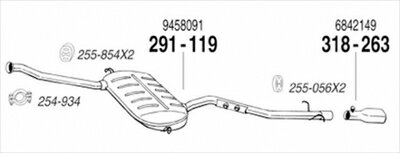 VOLVO V70 (1 ) 2.4T/2.5T 純正タイプ補修用マフラー メインマフラー
