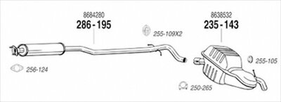 VOLVO V70 (2 ) 2.4 T 01-02 純正タイプ補修用マフラー センターマフラー