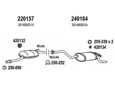 BENZ W201 190E 2.0 84-93 純正タイプ補修用マフラー センターマフラー