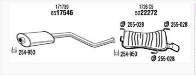 PEUGEOT 306 2.0 16V Cabriolet 純正タイプ補修用マフラー センターマフラー