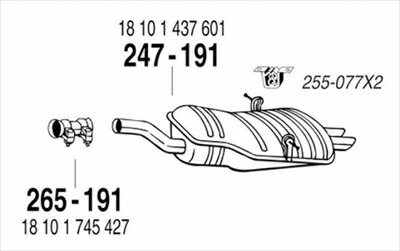 BMW E46 320i/323i/328i 前期 純正タイプ補修用マフラー 吊りゴム