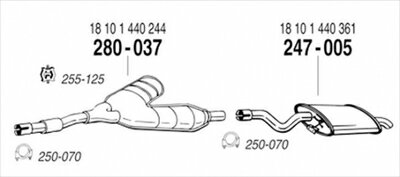 BMW E39 528i Touring 純正タイプ補修用マフラー クランプ
