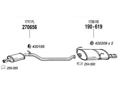 PEUGEOT 206 S16 ハッチバック/CC 99-07 純正タイプ補修用マフラー リアマフラー