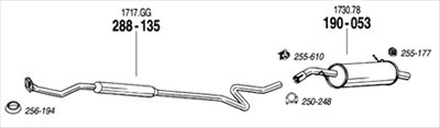 PEUGEOT 207 ハッチバック (2008〜2012) 純正タイプ補修用マフラー ガスケット