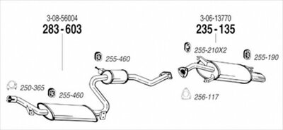 VOLVO S40 T4/2.0T 純正タイプ補修用マフラー 吊りゴム