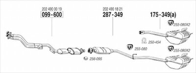 BENZ W202 C200 Wagon 96-96/12 純正タイプ補修用マフラー ガスケット