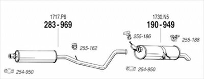 PEUGEOT 307 2.0 Hatchback 純正タイプ補修用マフラー 吊りゴム